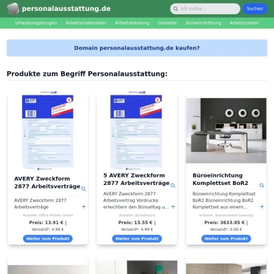 Screenshot personalausstattung.de