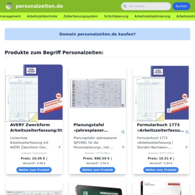 Screenshot personalzeiten.de