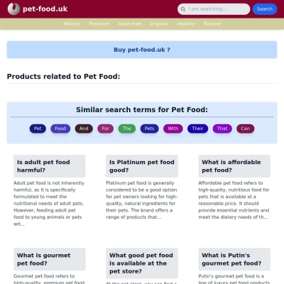 Screenshot pet-food.uk