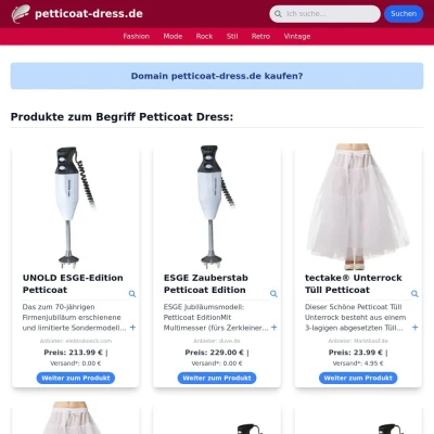 Screenshot petticoat-dress.de