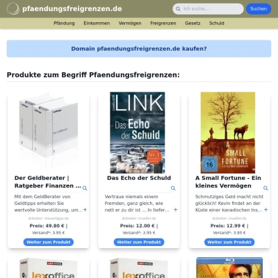 Screenshot pfaendungsfreigrenzen.de