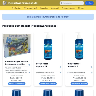 Screenshot pfeilschwanzkrebse.de