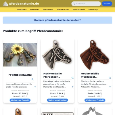 Screenshot pferdeanatomie.de
