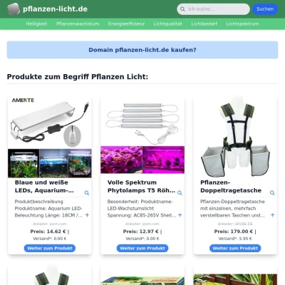 Screenshot pflanzen-licht.de