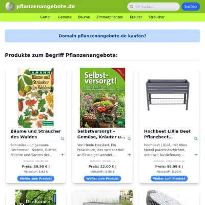 Screenshot pflanzenangebote.de