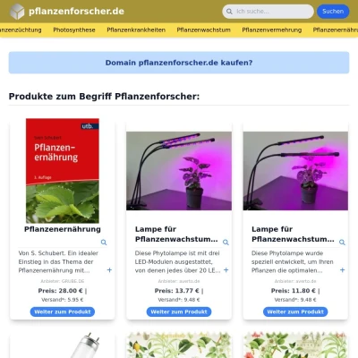 Screenshot pflanzenforscher.de