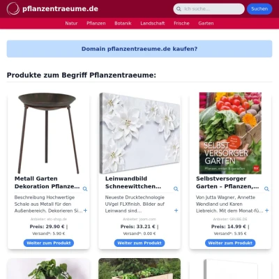 Screenshot pflanzentraeume.de