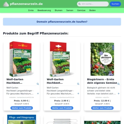 Screenshot pflanzenwurzeln.de