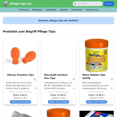 Screenshot pflege-tips.de