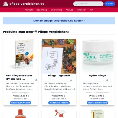 Screenshot pflege-vergleichen.de