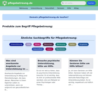 Screenshot pflegebetreung.de