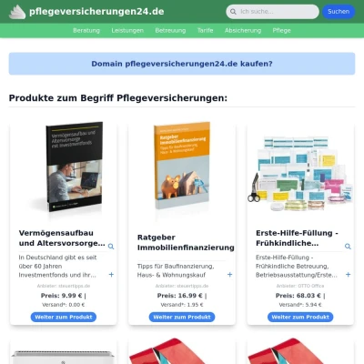 Screenshot pflegeversicherungen24.de