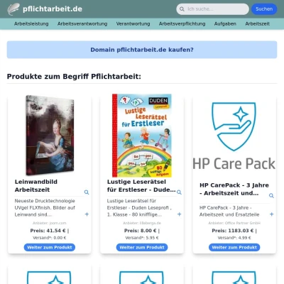 Screenshot pflichtarbeit.de