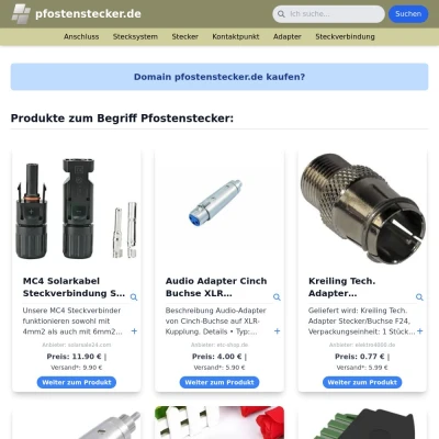 Screenshot pfostenstecker.de