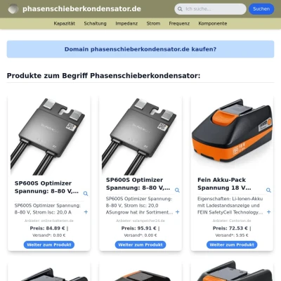 Screenshot phasenschieberkondensator.de