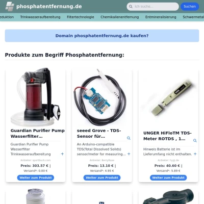 Screenshot phosphatentfernung.de