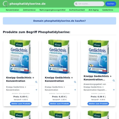 Screenshot phosphatidylserine.de
