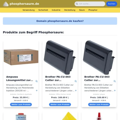 Screenshot phosphorsaure.de
