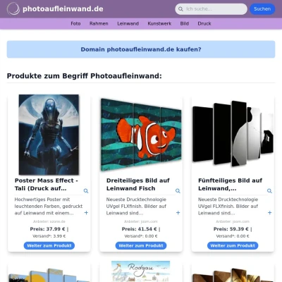 Screenshot photoaufleinwand.de
