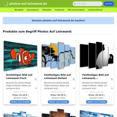 Screenshot photos-auf-leinwand.de