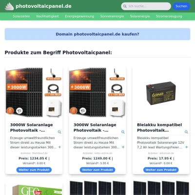 Screenshot photovoltaicpanel.de