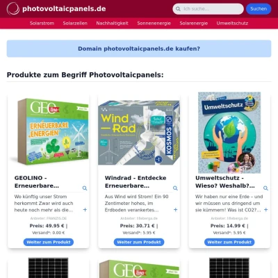 Screenshot photovoltaicpanels.de