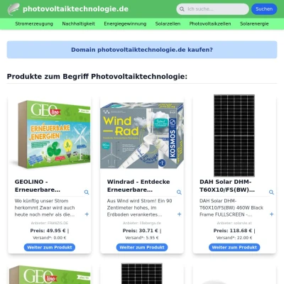 Screenshot photovoltaiktechnologie.de