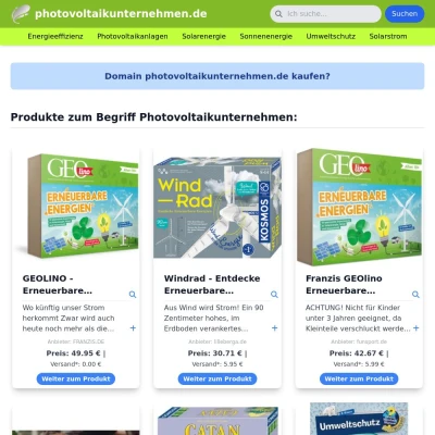 Screenshot photovoltaikunternehmen.de