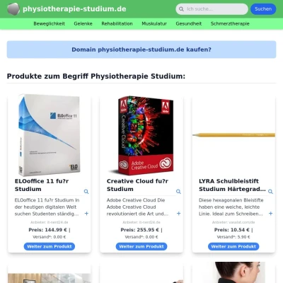 Screenshot physiotherapie-studium.de