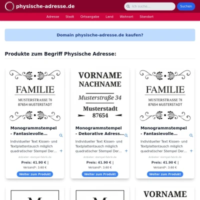 Screenshot physische-adresse.de