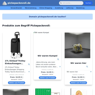 Screenshot pickepackevoll.de