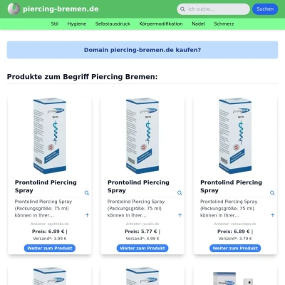 Screenshot piercing-bremen.de