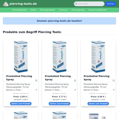 Screenshot piercing-tools.de
