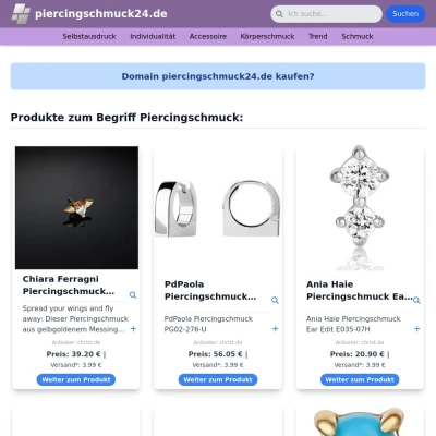 Screenshot piercingschmuck24.de