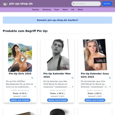 Screenshot pin-up-shop.de