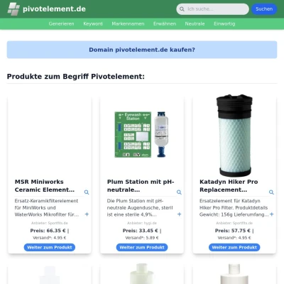 Screenshot pivotelement.de