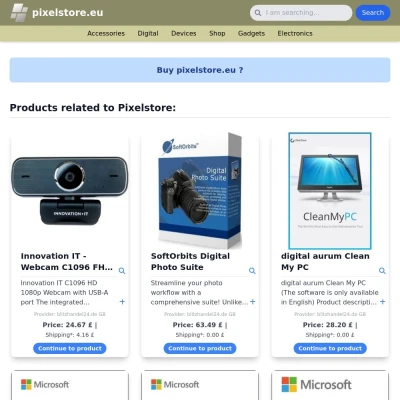 Screenshot pixelstore.eu