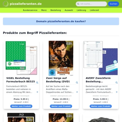 Screenshot pizzalieferanten.de
