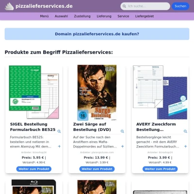 Screenshot pizzalieferservices.de