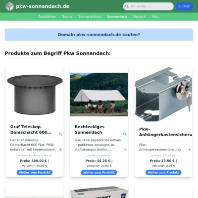 Screenshot pkw-sonnendach.de