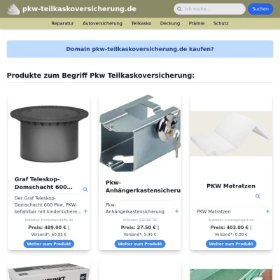 Screenshot pkw-teilkaskoversicherung.de