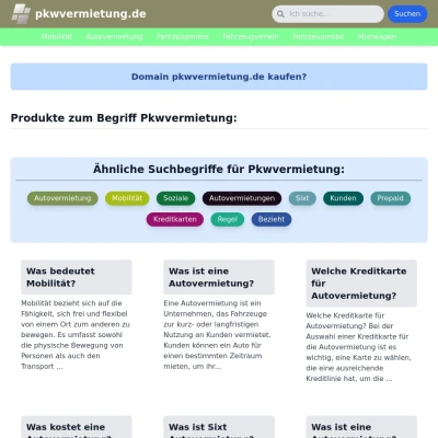 Screenshot pkwvermietung.de