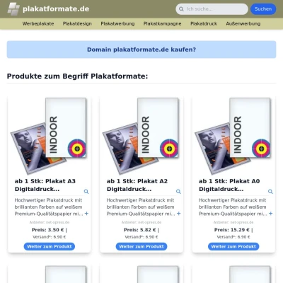 Screenshot plakatformate.de