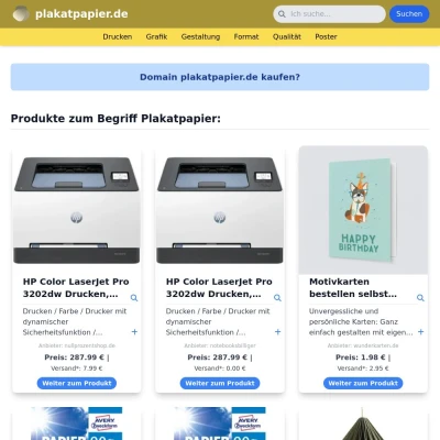 Screenshot plakatpapier.de