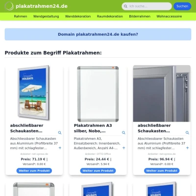 Screenshot plakatrahmen24.de