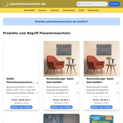 Screenshot planetenmaschine.de