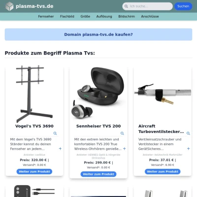 Screenshot plasma-tvs.de