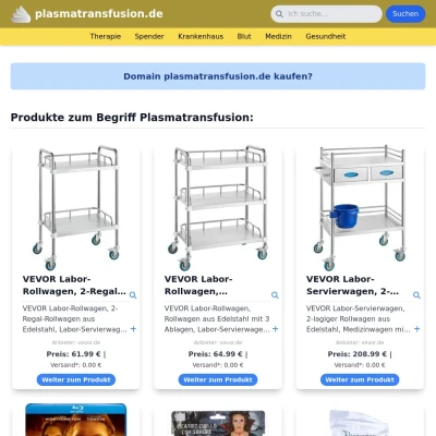 Screenshot plasmatransfusion.de