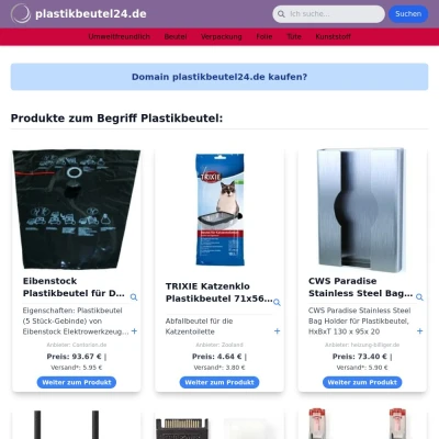 Screenshot plastikbeutel24.de