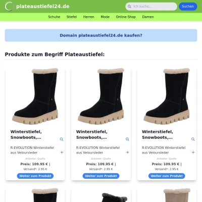 Screenshot plateaustiefel24.de